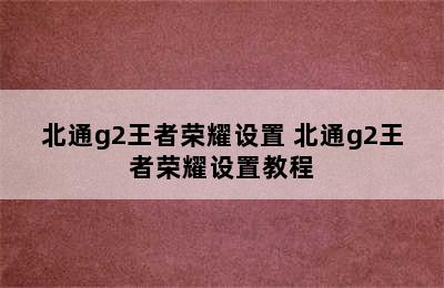 北通g2王者荣耀设置 北通g2王者荣耀设置教程